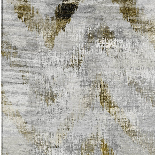 Homeroots 3'' Gray Silver And Blue Abstract Washable Area Rug For Indoor And Outdoor Spaces, Stain Resistant 5' X 8' Polyester 587111