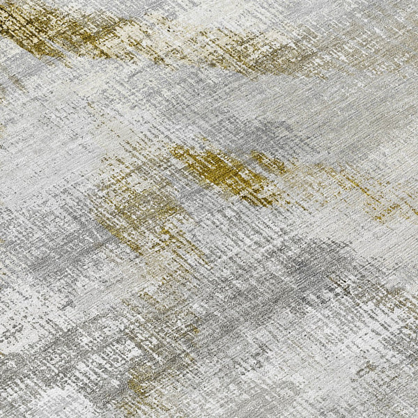 Homeroots 3'' Gray Silver And Blue Abstract Washable Area Rug For Indoor And Outdoor Spaces, Stain Resistant 8' Round Polyester 587112