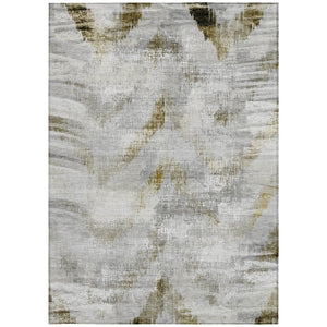 Homeroots 3'' Gray Silver And Blue Abstract Washable Area Rug For Indoor And Outdoor Spaces, Stain Resistant 8' X 10' Polyester 587113