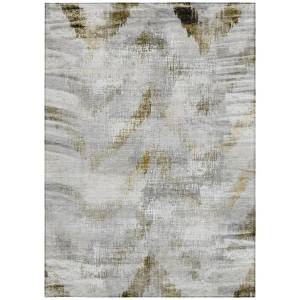 Homeroots 3'' Gray Silver And Blue Abstract Washable Area Rug For Indoor And Outdoor Spaces, Stain Resistant 8' X 10' Polyester 587113