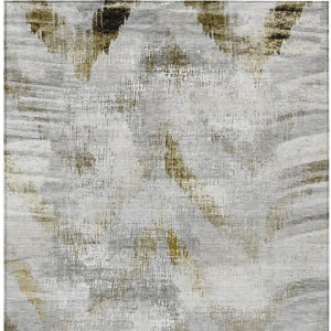 Homeroots 3'' Gray Silver And Blue Abstract Washable Area Rug For Indoor And Outdoor Spaces, Stain Resistant 9' X 12' Polyester 587114