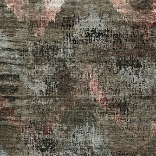 Homeroots 3' Brown Taupe And Salmon Abstract Washable Area Rug For Indoor And Outdoor Spaces, Durable Design 3' X 5' Polyester 587116