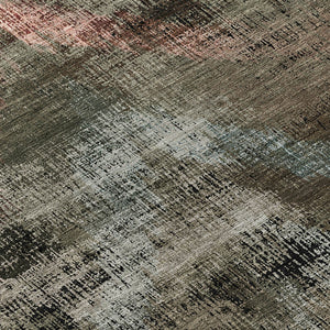 Homeroots 3' Brown Taupe And Salmon Abstract Washable Area Rug For Indoor And Outdoor Spaces, Durable Design 8' Round Polyester 587118