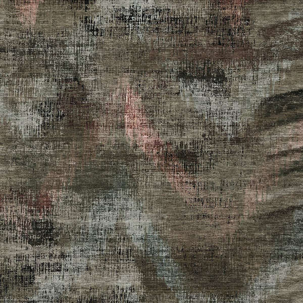 Homeroots 3' Brown Taupe And Salmon Abstract Washable Area Rug For Indoor And Outdoor Spaces, Durable Design 8' X 10' Polyester 587119