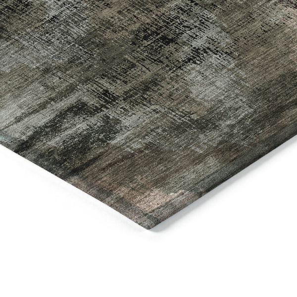 Homeroots 3' Brown Taupe And Salmon Abstract Washable Area Rug For Indoor And Outdoor Spaces, Durable Design 9' X 12' Polyester 587120