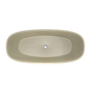 English Elm 66.9 Inch Stone Resin Freestanding Soaking Tub Matte Khaki Spa Bathtub W1613P381035