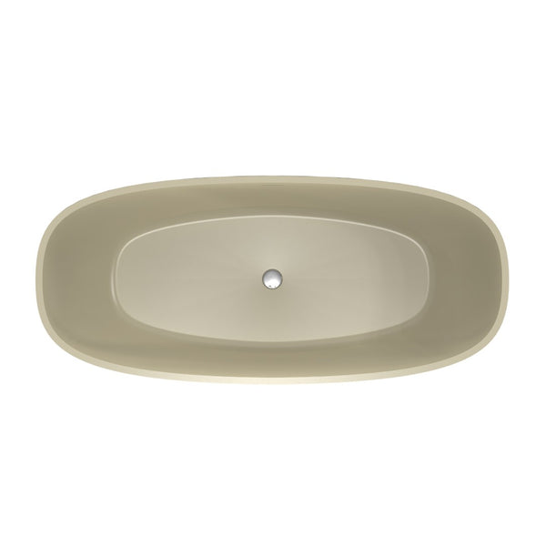 English Elm 66.9 Inch Stone Resin Freestanding Soaking Tub Matte Khaki Spa Bathtub W1613P381035