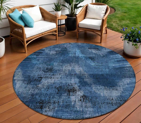 Homeroots 3' Brown Taupe And Salmon Abstract Washable Area Rug For Indoor And Outdoor Spaces, Durable Design 8' Round Polyester 587124
