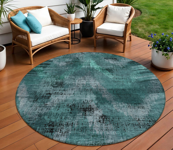 Homeroots 3' Brown Taupe And Salmon Abstract Washable Area Rug For Indoor And Outdoor Spaces, Durable Design 8' Round Polyester 587130