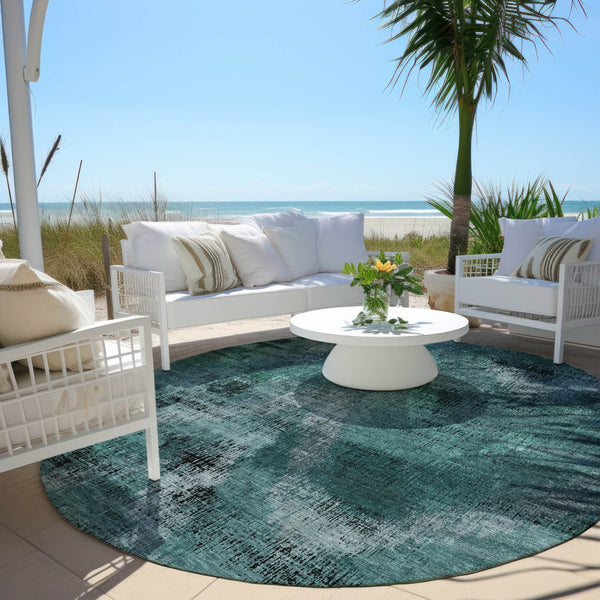 Homeroots 3' Brown Taupe And Salmon Abstract Washable Area Rug For Indoor And Outdoor Spaces, Durable Design 8' Round Polyester 587130