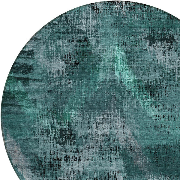 Homeroots 3' Brown Taupe And Salmon Abstract Washable Area Rug For Indoor And Outdoor Spaces, Durable Design 8' Round Polyester 587130