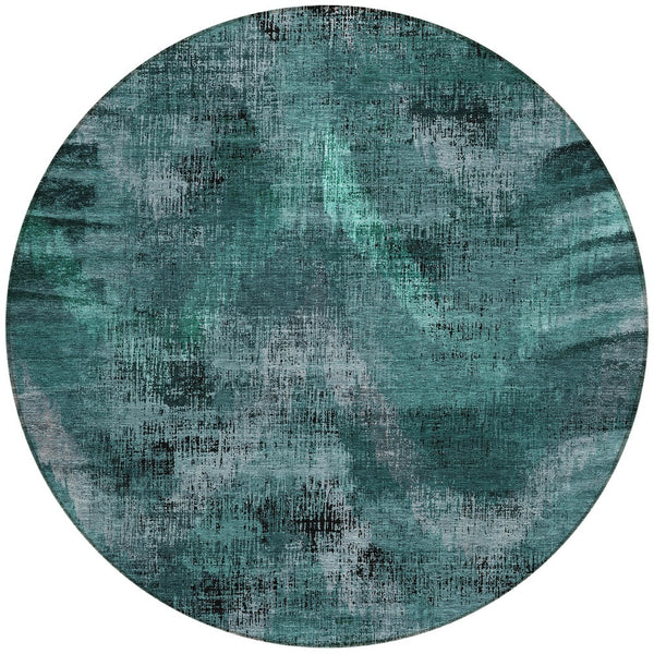 Homeroots 3' Brown Taupe And Salmon Abstract Washable Area Rug For Indoor And Outdoor Spaces, Durable Design 8' Round Polyester 587130