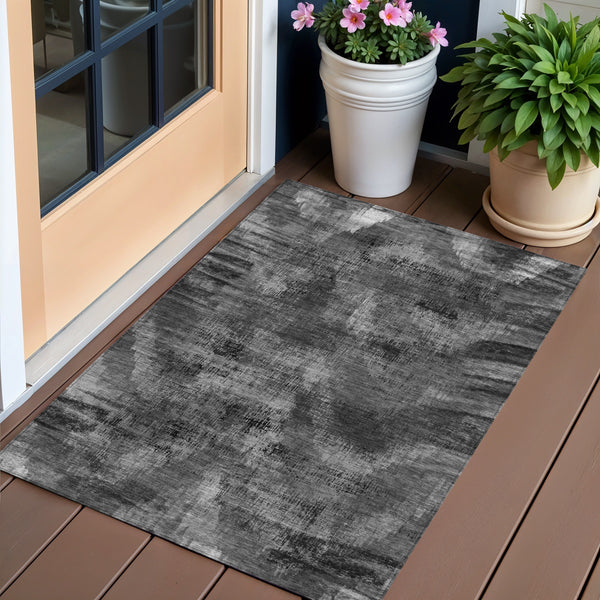 Homeroots 3' Brown Taupe And Salmon Abstract Washable Area Rug For Indoor And Outdoor Spaces, Durable Design 3' X 5' Polyester 587134