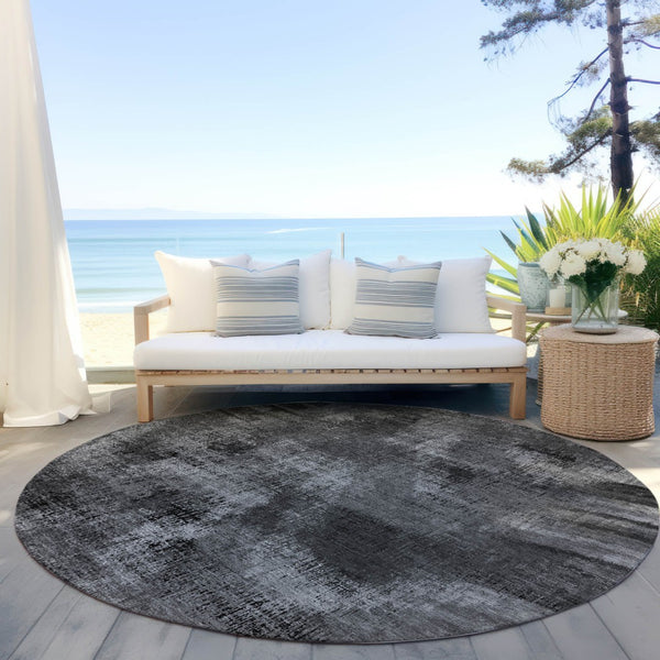 Homeroots 3' Brown Taupe And Salmon Abstract Washable Area Rug For Indoor And Outdoor Spaces, Durable Design 8' Round Polyester 587136