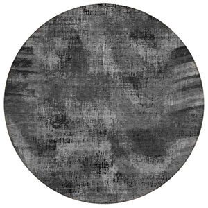 HomeRoots 5' Modern Gray Charcoal and Silver Abstract Area Rug for Stylish Indoor and Outdoor Spaces 8' Round 587136