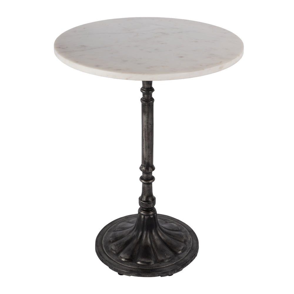 Butler Specialty Elio Round Marble Accent Table: Elegant Iron Base, Timeless Style For Living Room & Dining Spaces White And Black Iron,Marble,Mdf 5871389-butler