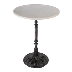 Butler Specialty Elio Round Marble Accent Table: Elegant Iron Base, Timeless Style For Living Room & Dining Spaces White And Black Iron,Marble,Mdf 5871389-butler