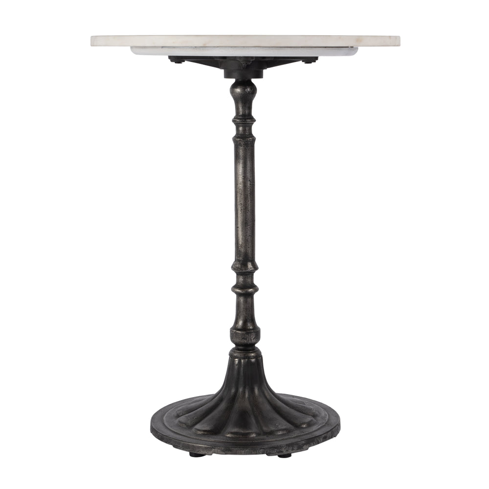 Butler Specialty Elio Round Marble Accent Table: Elegant Iron Base, Timeless Style For Living Room & Dining Spaces White And Black Iron,Marble,Mdf 5871389-butler