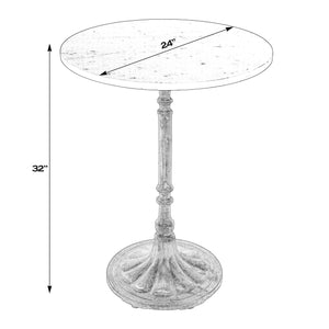 Butler Specialty Elio Round Marble Accent Table: Elegant Iron Base, Timeless Style For Living Room & Dining Spaces White And Black Iron,Marble,Mdf 5871389-butler