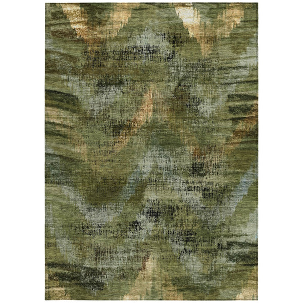 Homeroots 3' Brown Taupe And Salmon Abstract Washable Area Rug For Indoor And Outdoor Spaces, Durable Design 3' X 5' Polyester 587140