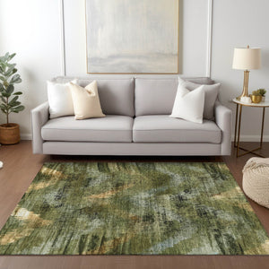 Homeroots 3' Brown Taupe And Salmon Abstract Washable Area Rug For Indoor And Outdoor Spaces, Durable Design 3' X 5' Polyester 587140