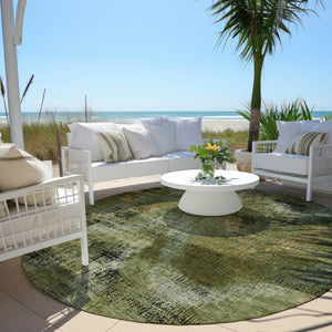 Homeroots 3' Brown Taupe And Salmon Abstract Washable Area Rug For Indoor And Outdoor Spaces, Durable Design 8' Round Polyester 587142