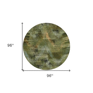 Homeroots 3' Brown Taupe And Salmon Abstract Washable Area Rug For Indoor And Outdoor Spaces, Durable Design 8' Round Polyester 587142