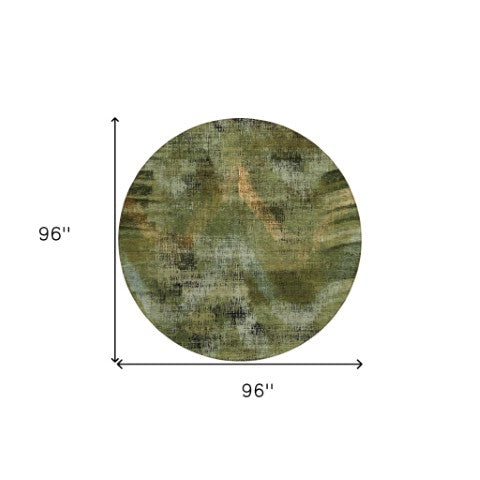 Homeroots 3' Brown Taupe And Salmon Abstract Washable Area Rug For Indoor And Outdoor Spaces, Durable Design 8' Round Polyester 587142