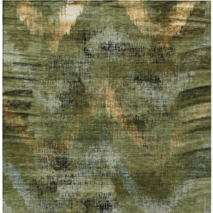 Homeroots 3' Brown Taupe And Salmon Abstract Washable Area Rug For Indoor And Outdoor Spaces, Durable Design 8' X 10' Polyester 587143