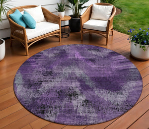 Homeroots 3' Brown Taupe And Salmon Abstract Washable Area Rug For Indoor And Outdoor Spaces, Durable Design 8' Round Polyester 587148