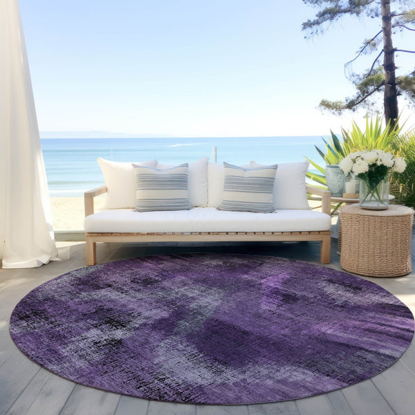 Homeroots 3' Brown Taupe And Salmon Abstract Washable Area Rug For Indoor And Outdoor Spaces, Durable Design 8' Round Polyester 587148