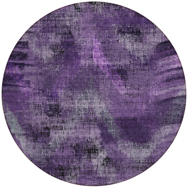 Homeroots 3' Brown Taupe And Salmon Abstract Washable Area Rug For Indoor And Outdoor Spaces, Durable Design 8' Round Polyester 587148