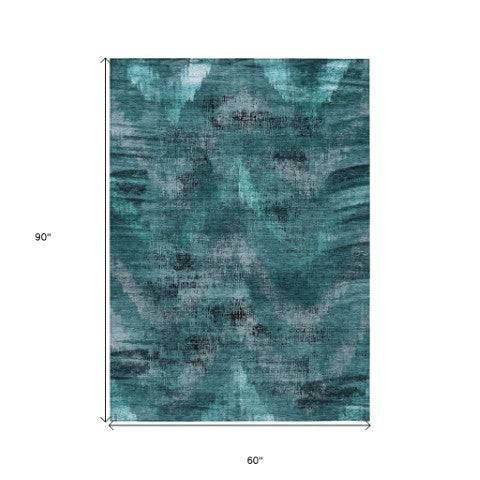 Homeroots 3' Brown Taupe And Salmon Abstract Washable Area Rug For Indoor And Outdoor Spaces, Durable Design 5' X 8' Polyester 587153