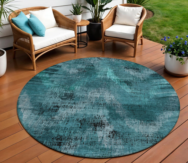 Homeroots 3' Brown Taupe And Salmon Abstract Washable Area Rug For Indoor And Outdoor Spaces, Durable Design 8' Round Polyester 587154