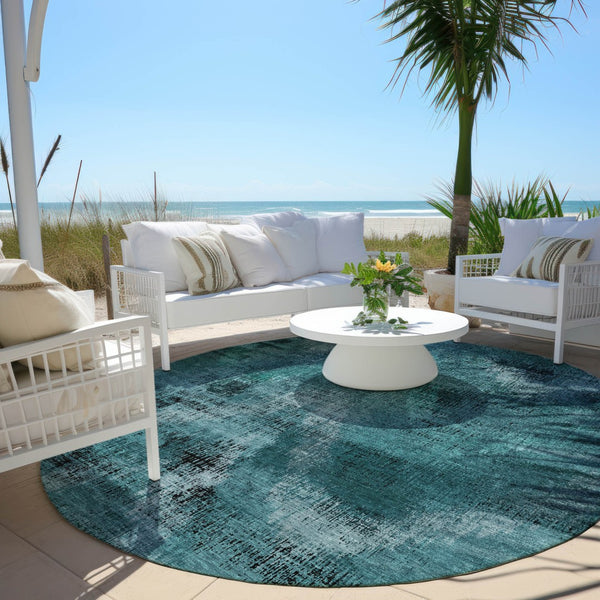 Homeroots 3' Brown Taupe And Salmon Abstract Washable Area Rug For Indoor And Outdoor Spaces, Durable Design 8' Round Polyester 587154