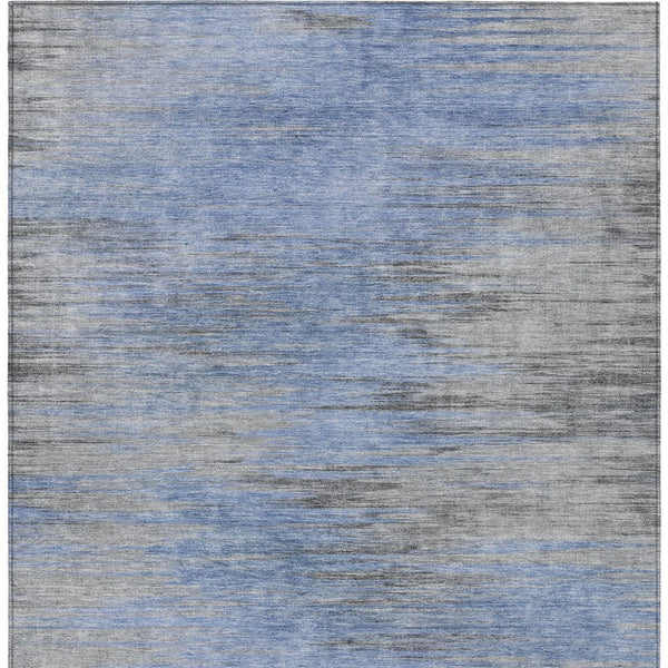 Homeroots 3' Denim Blue Abstract Washable Indoor Outdoor Area Rug - Stylish, Durable, And Easy To Maintain 3' X 5' Polyester 587158