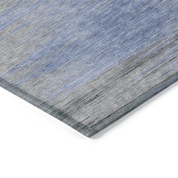 Homeroots 3' Denim Blue Abstract Washable Indoor Outdoor Area Rug - Stylish, Durable, And Easy To Maintain 5' X 8' Polyester 587159