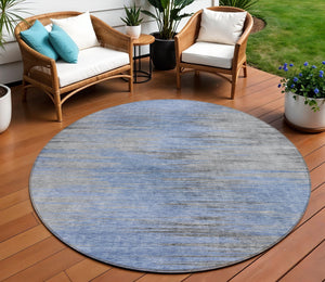 Homeroots 3' Denim Blue Abstract Washable Indoor Outdoor Area Rug - Stylish, Durable, And Easy To Maintain 8' Round Polyester 587160