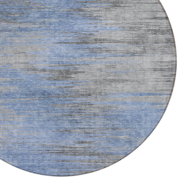 Homeroots 3' Denim Blue Abstract Washable Indoor Outdoor Area Rug - Stylish, Durable, And Easy To Maintain 8' Round Polyester 587160