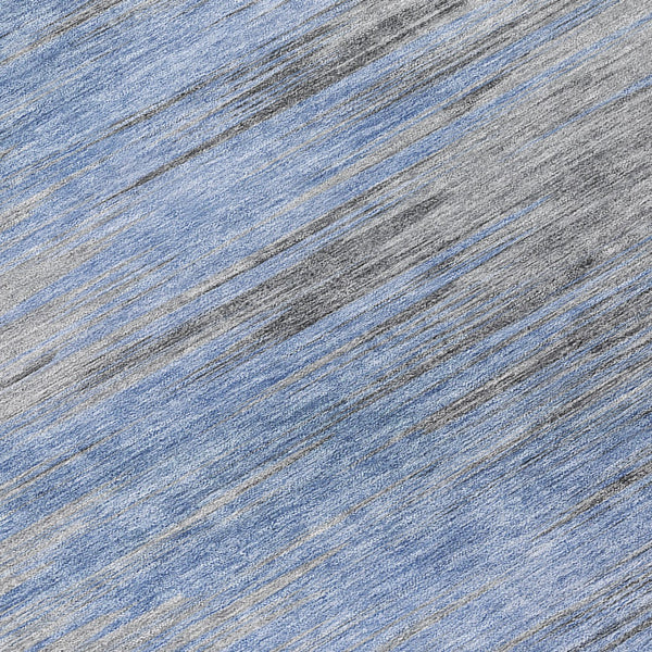 Homeroots 3' Denim Blue Abstract Washable Indoor Outdoor Area Rug - Stylish, Durable, And Easy To Maintain 8' Round Polyester 587160