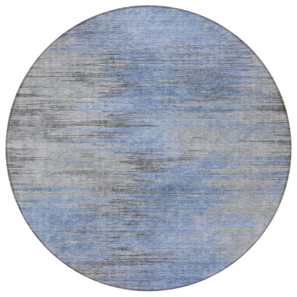Homeroots 3' Denim Blue Abstract Washable Indoor Outdoor Area Rug - Stylish, Durable, And Easy To Maintain 8' Round Polyester 587160