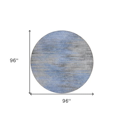 Homeroots 3' Denim Blue Abstract Washable Indoor Outdoor Area Rug - Stylish, Durable, And Easy To Maintain 8' Round Polyester 587160