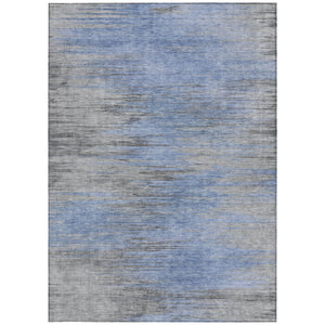 Homeroots 3' Denim Blue Abstract Washable Indoor Outdoor Area Rug - Stylish, Durable, And Easy To Maintain 8' X 10' Polyester 587161
