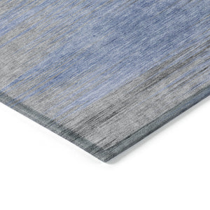 Homeroots 3' Denim Blue Abstract Washable Indoor Outdoor Area Rug - Stylish, Durable, And Easy To Maintain 10' X 14' Polyester 587163
