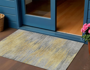 Homeroots 3' Denim Blue Abstract Washable Indoor Outdoor Area Rug - Stylish, Durable, And Easy To Maintain 3' X 5' Polyester 587164