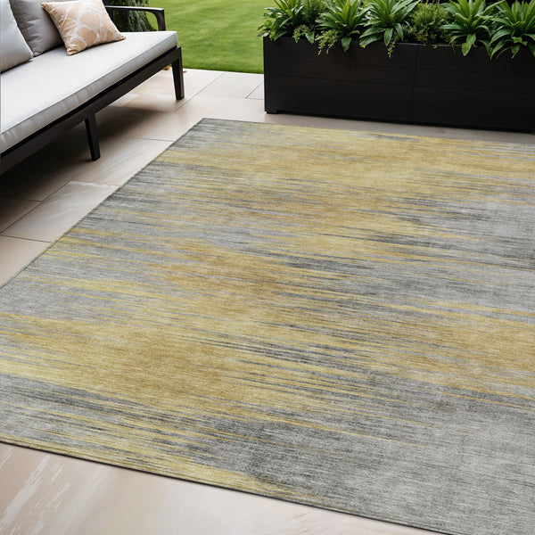 Homeroots 3' Denim Blue Abstract Washable Indoor Outdoor Area Rug - Stylish, Durable, And Easy To Maintain 5' X 8' Polyester 587165