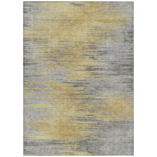 HomeRoots 5' Abstract Washable Area Rug in Gold, Gray & Charcoal - Durable, Stylish, Perfect for Indoors & Outdoors 5' X 8' 587165