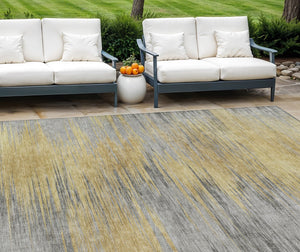 Homeroots 3' Denim Blue Abstract Washable Indoor Outdoor Area Rug - Stylish, Durable, And Easy To Maintain 10' X 14' Polyester 587169