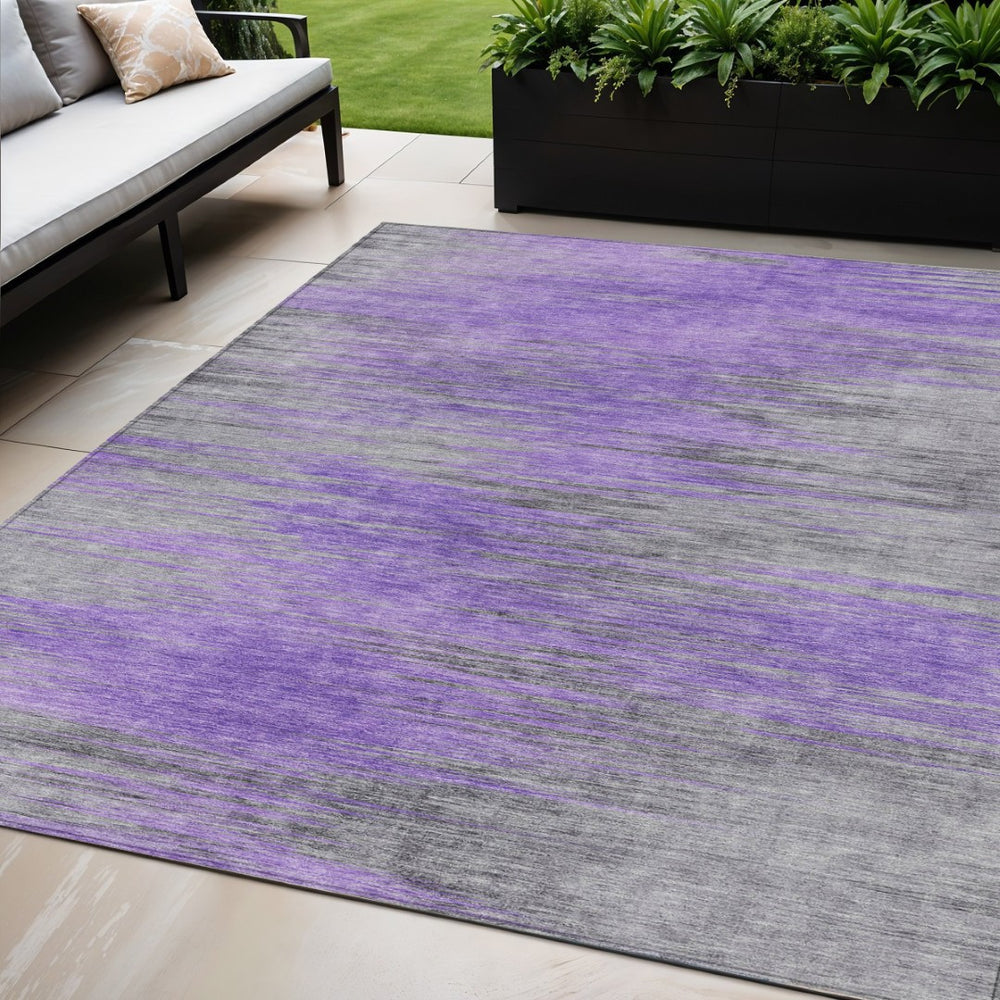 HomeRoots 5' Modern Abstract Area Rug in Purple, Gray & Charcoal - Durable, Washable, Indoor/Outdoor Versatility 5' X 8' 587171