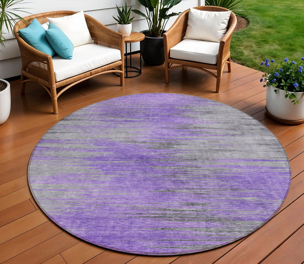 Homeroots 3' Denim Blue Abstract Washable Indoor Outdoor Area Rug - Stylish, Durable, And Easy To Maintain 8' Round Polyester 587172